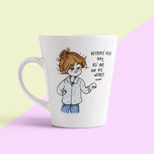 Taza cónica desperté feliz